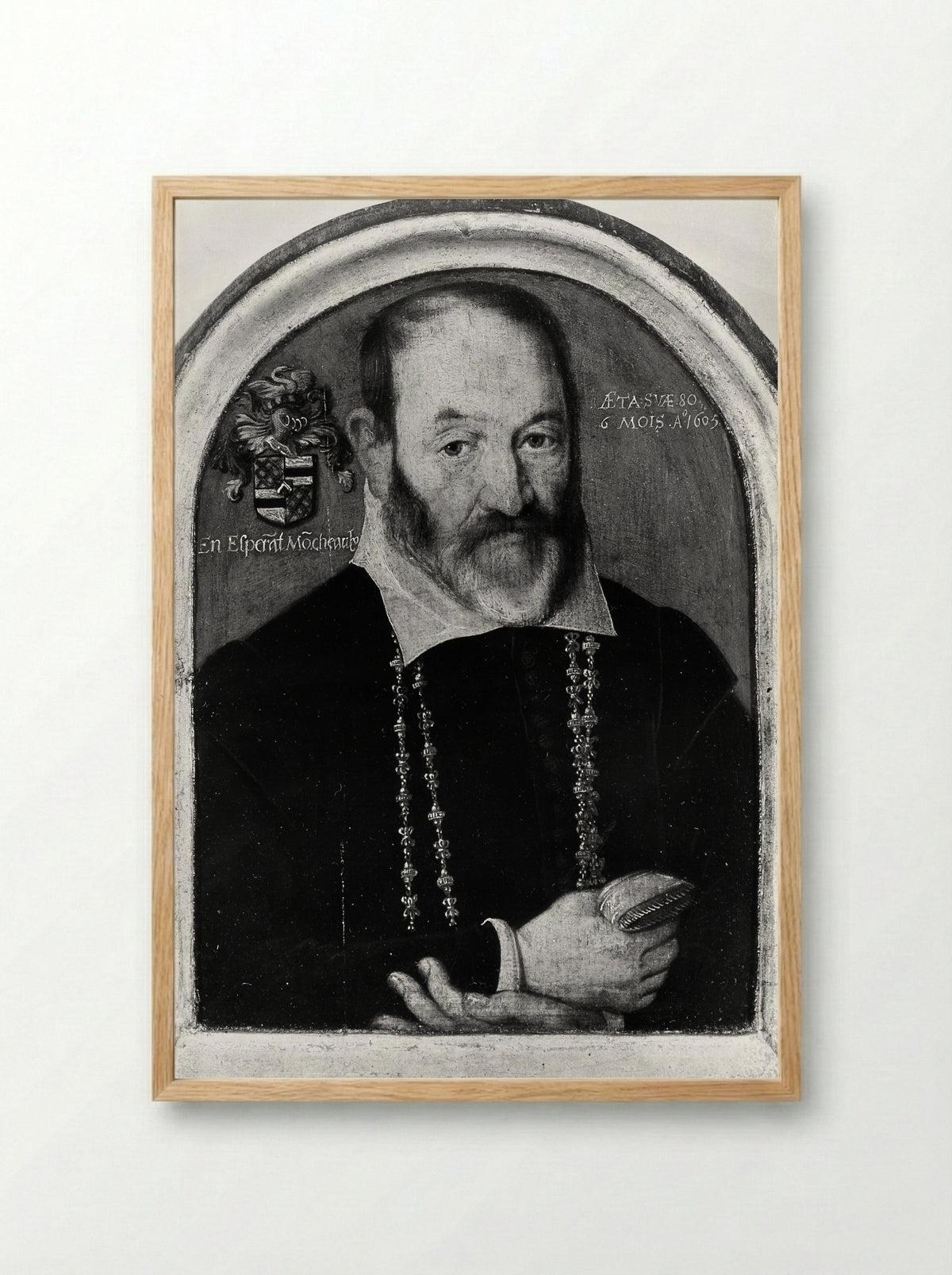 Portrait of a Man of the Moncheaux Family - Northern French Painter - Framed Print Wood