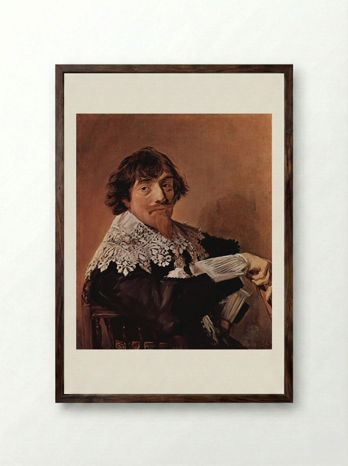 Portrait of a Man, possibly Nicolaes Hasselaer - Frans Hals - Framed Print Dark Wood