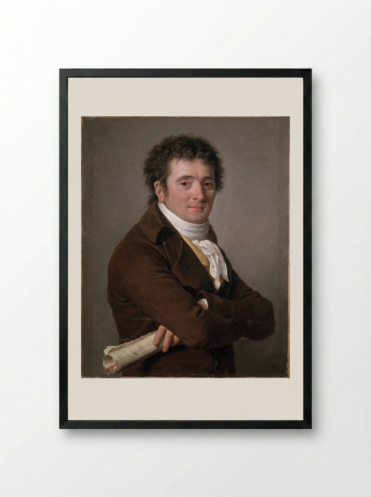 Portrait of a Man, possibly Tournelle - Jacques-Louis David - Framed Print Black