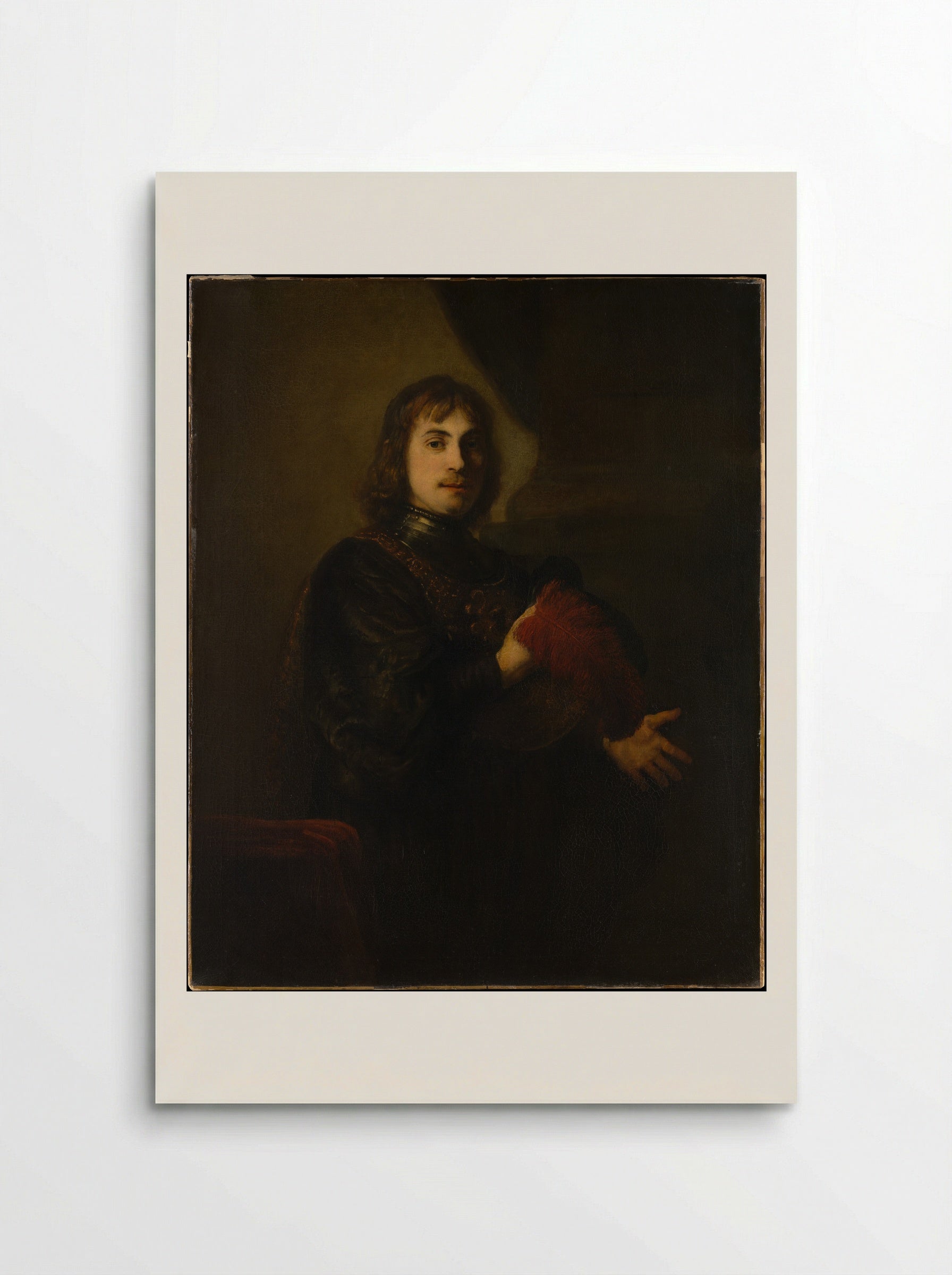 Portrait of a Man with a Breastplate and Plumed Hat - Rembrandt van Rijn - Poster