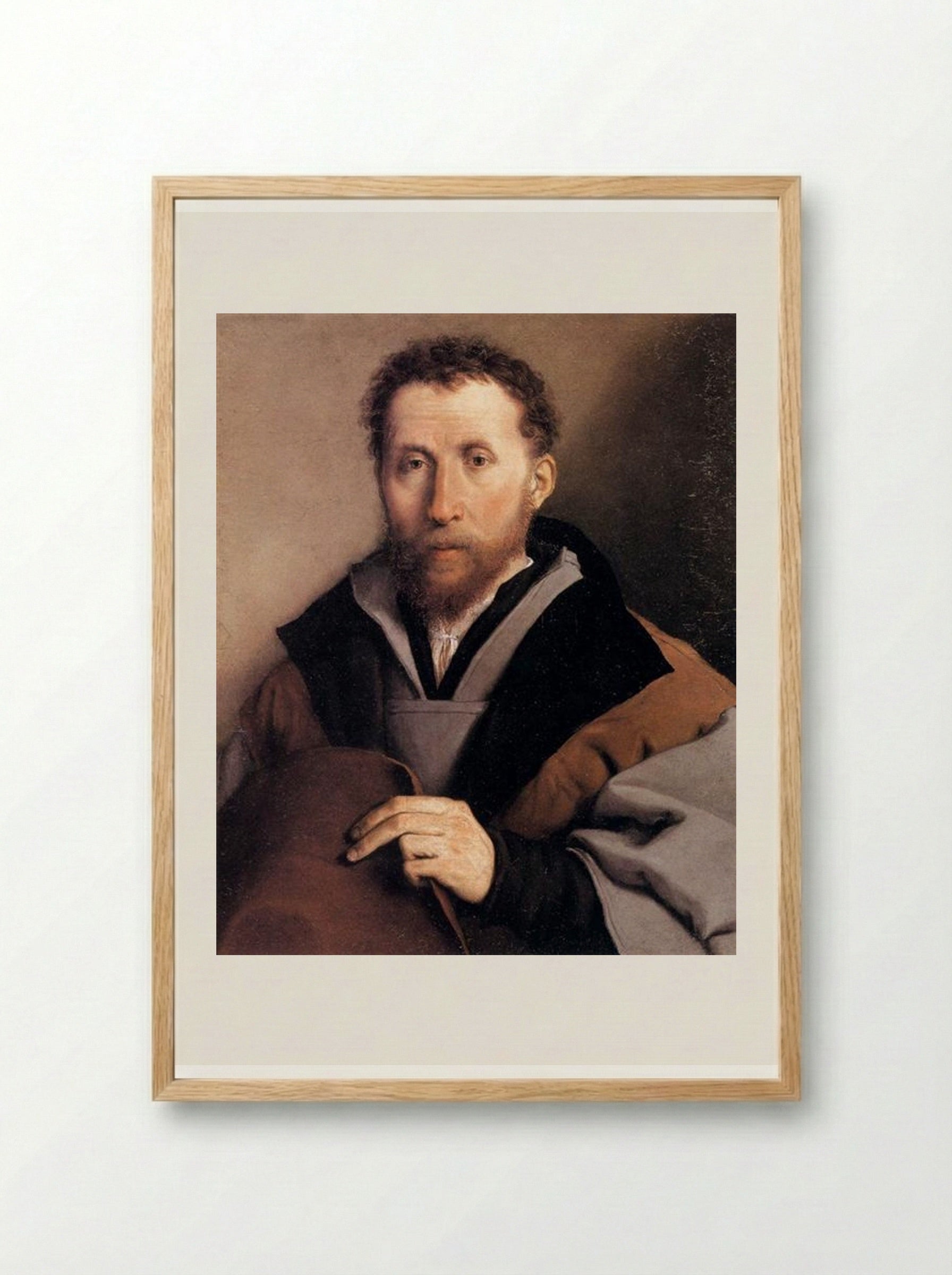 Portrait of a Man with a Felt Hat - Lorenzo Lotto - Framed Print Wood