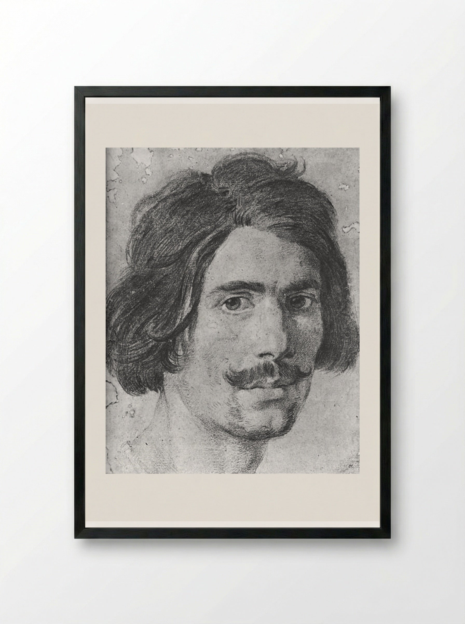 Portrait of a Man with a Moustache (Supposed Self Portrait) - Gian Lorenzo Bernini - Framed Print Black