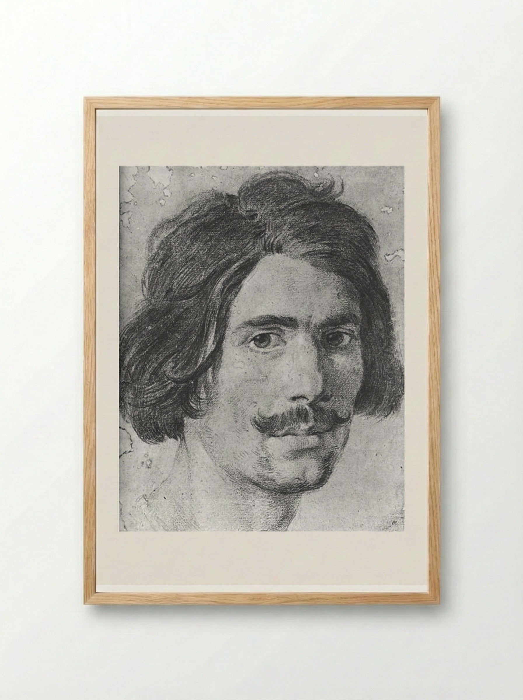 Portrait of a Man with a Moustache (Supposed Self Portrait) - Gian Lorenzo Bernini - Framed Print Wood