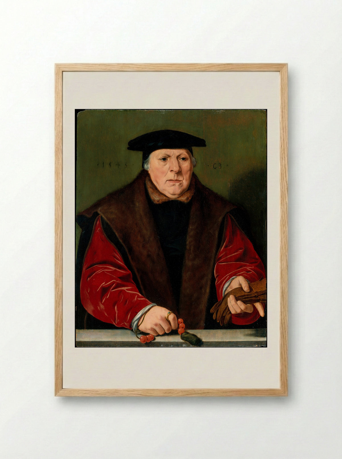 Portrait of a Man with a Rosary - Jan Cornelisz Vermeyen - Framed Print Wood