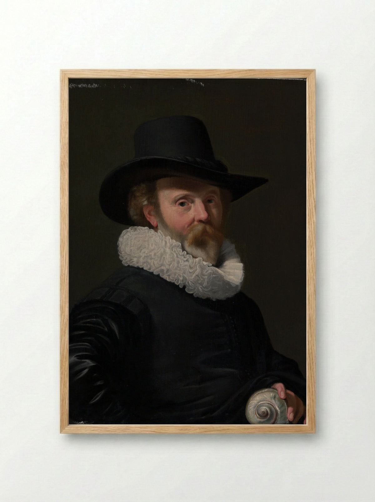 Portrait of a Man with a Shell - Thomas de Keyser - Framed Print Wood