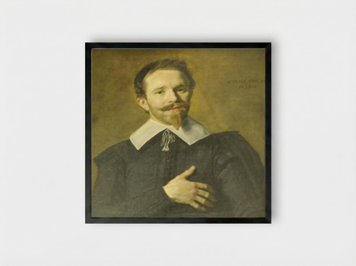 Portrait of a Man with his Hand on his Heart - Frans Hals - Framed Print Black