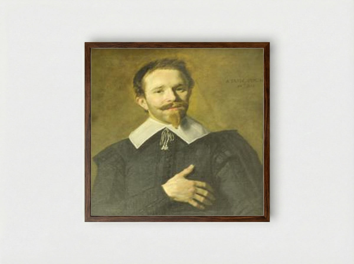 Portrait of a Man with his Hand on his Heart - Frans Hals - Framed Print Dark Wood