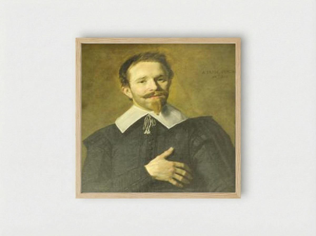 Portrait of a Man with his Hand on his Heart - Frans Hals - Framed Print Wood
