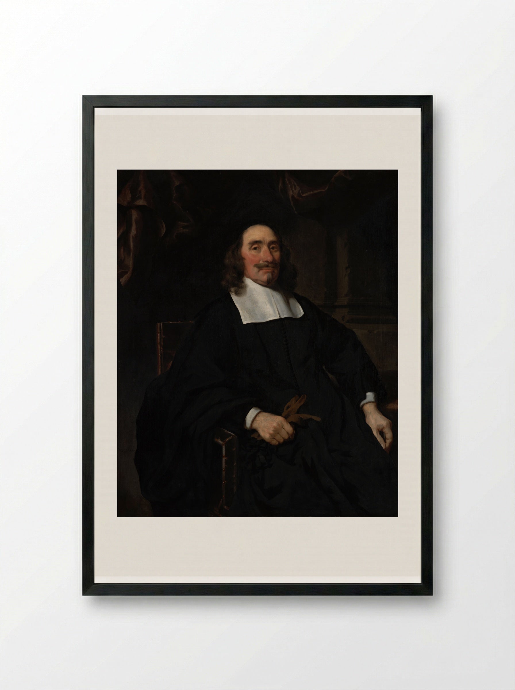 Portrait of a Man - Nicolaes Maes - Framed Print Black