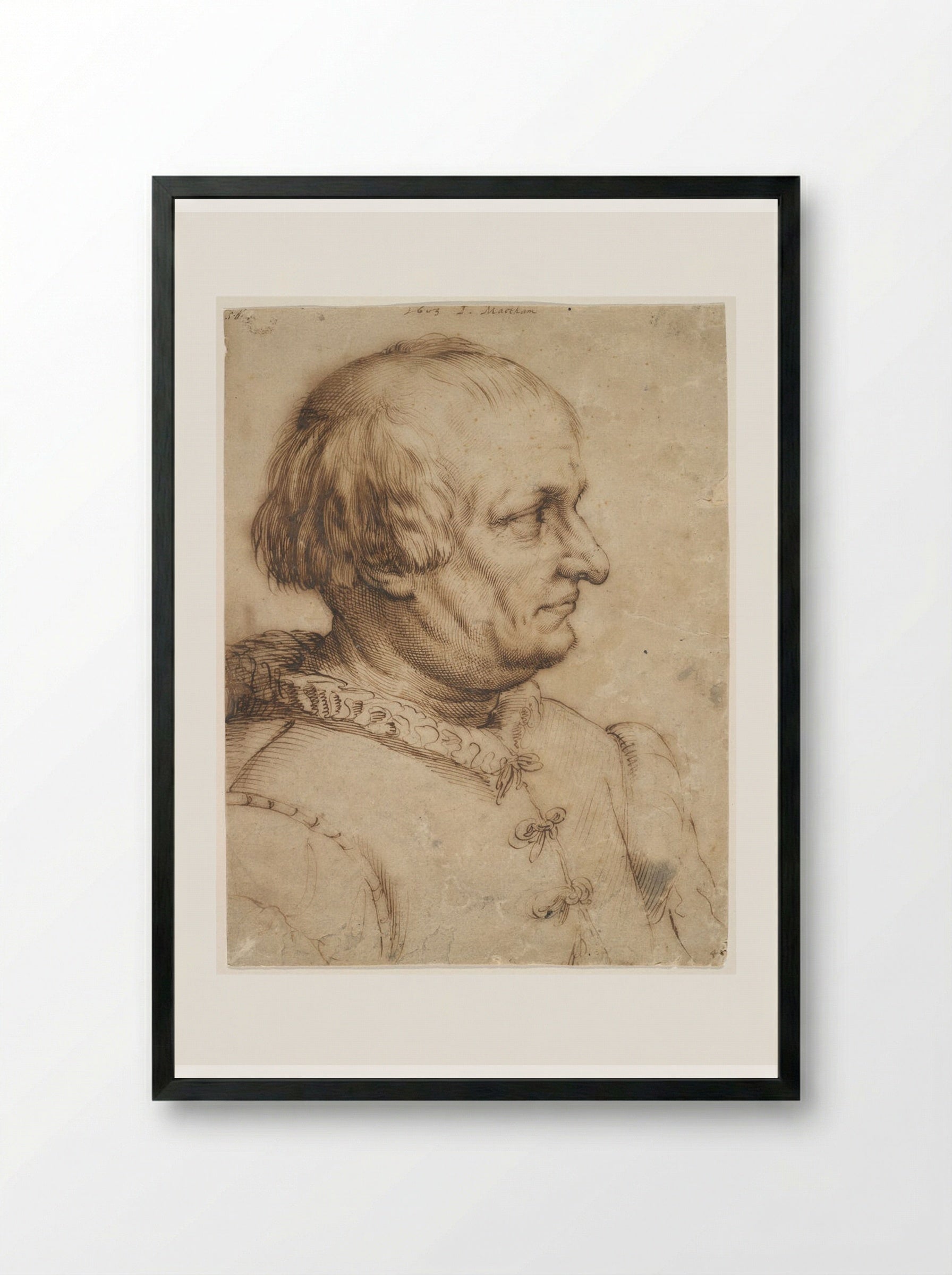 Portrait of a Man - Jacob Matham - Framed Print Black