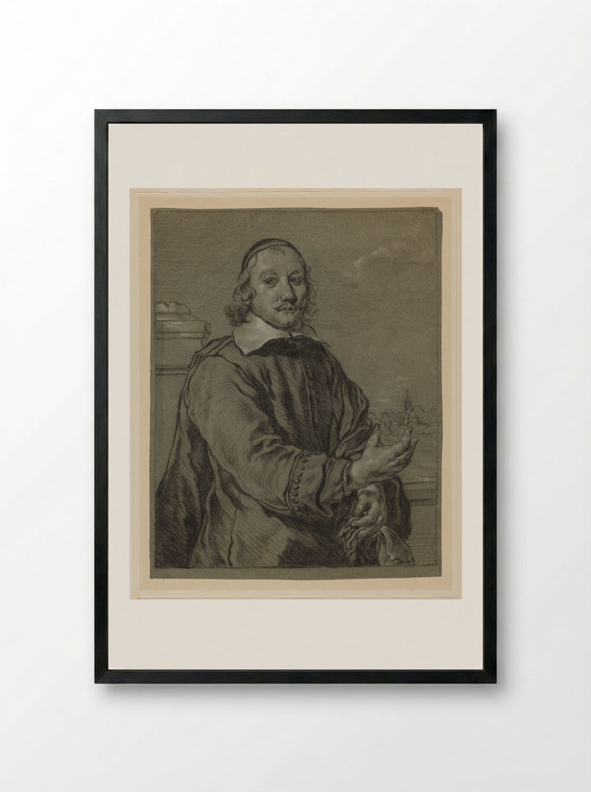 Portrait of a Man - Jan van Noordt - Framed Print Black