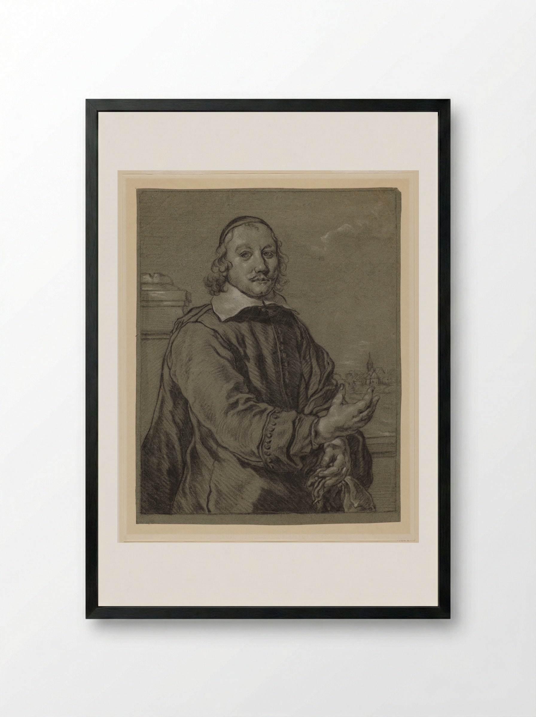 Portrait of a Man - Jan van Noordt - Framed Print Black