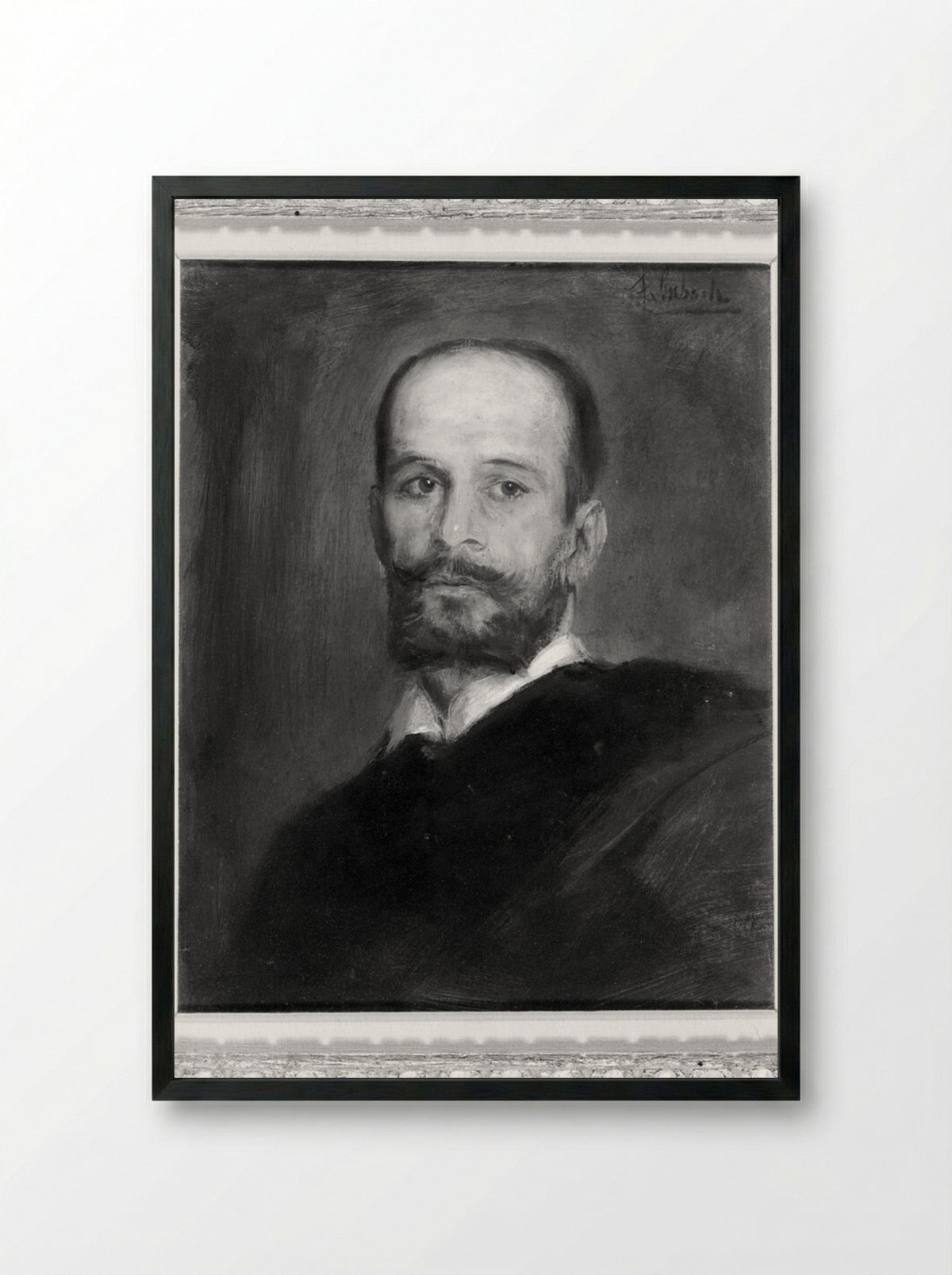 Portrait of a Man - Franz von Lenbach - Framed Print Black