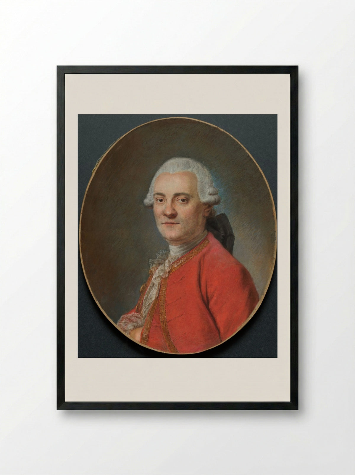 Portrait of a Man - Maurice Quentin de La Tour - Framed Print Black