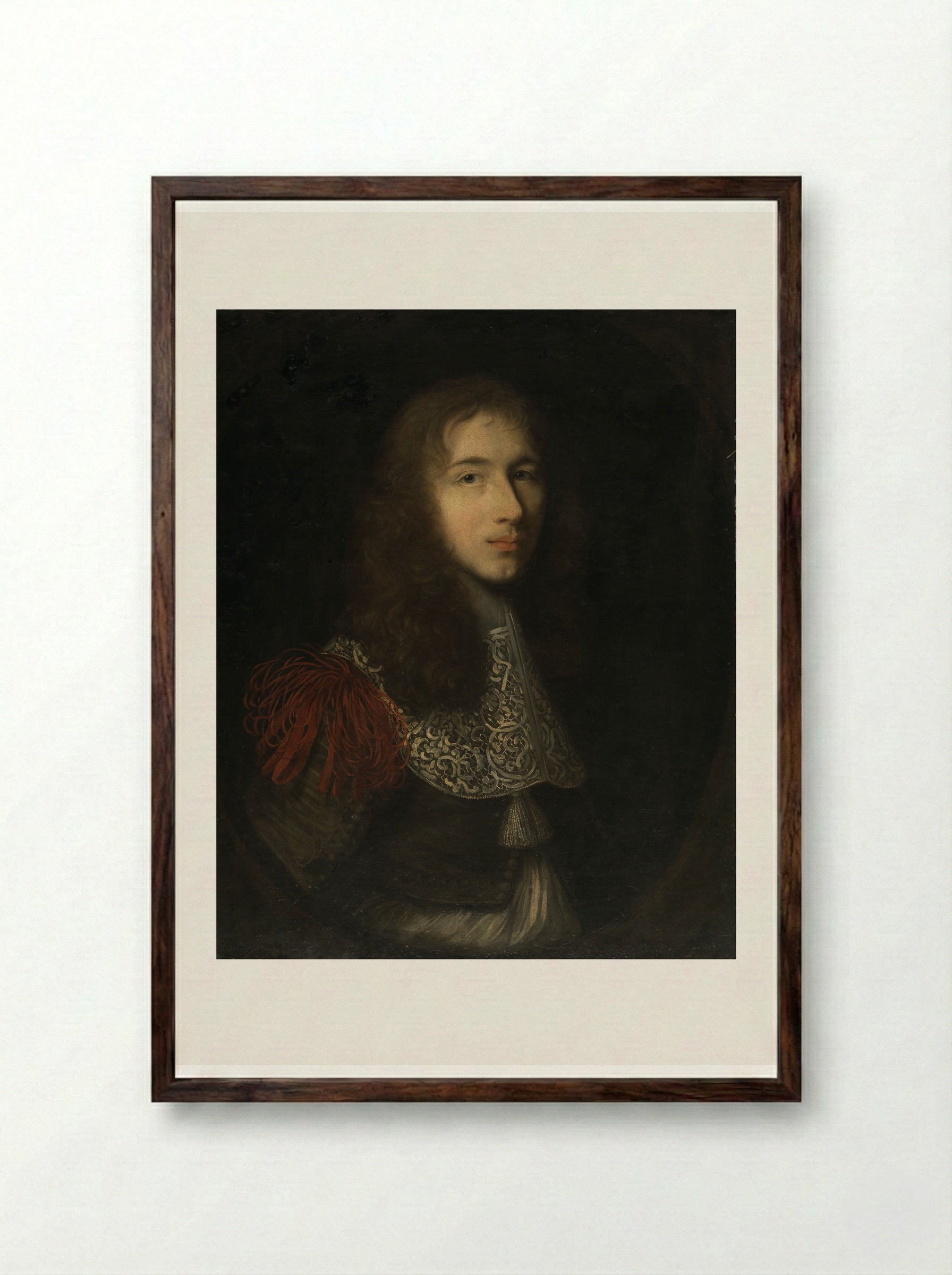 Portrait of a Man - Robert Nanteuil - Framed Print Dark Wood