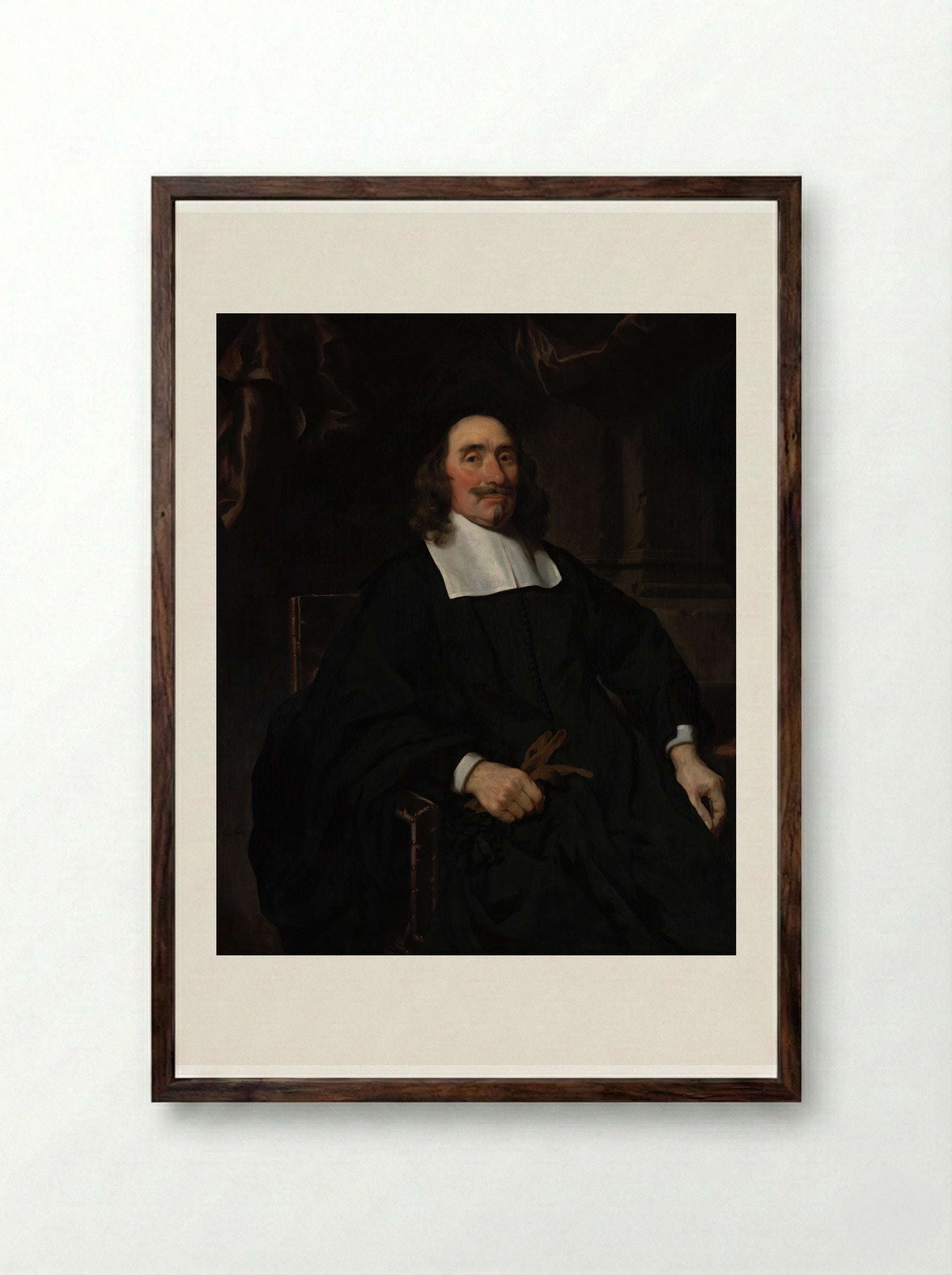 Portrait of a Man - Nicolaes Maes - Framed Print Dark Wood