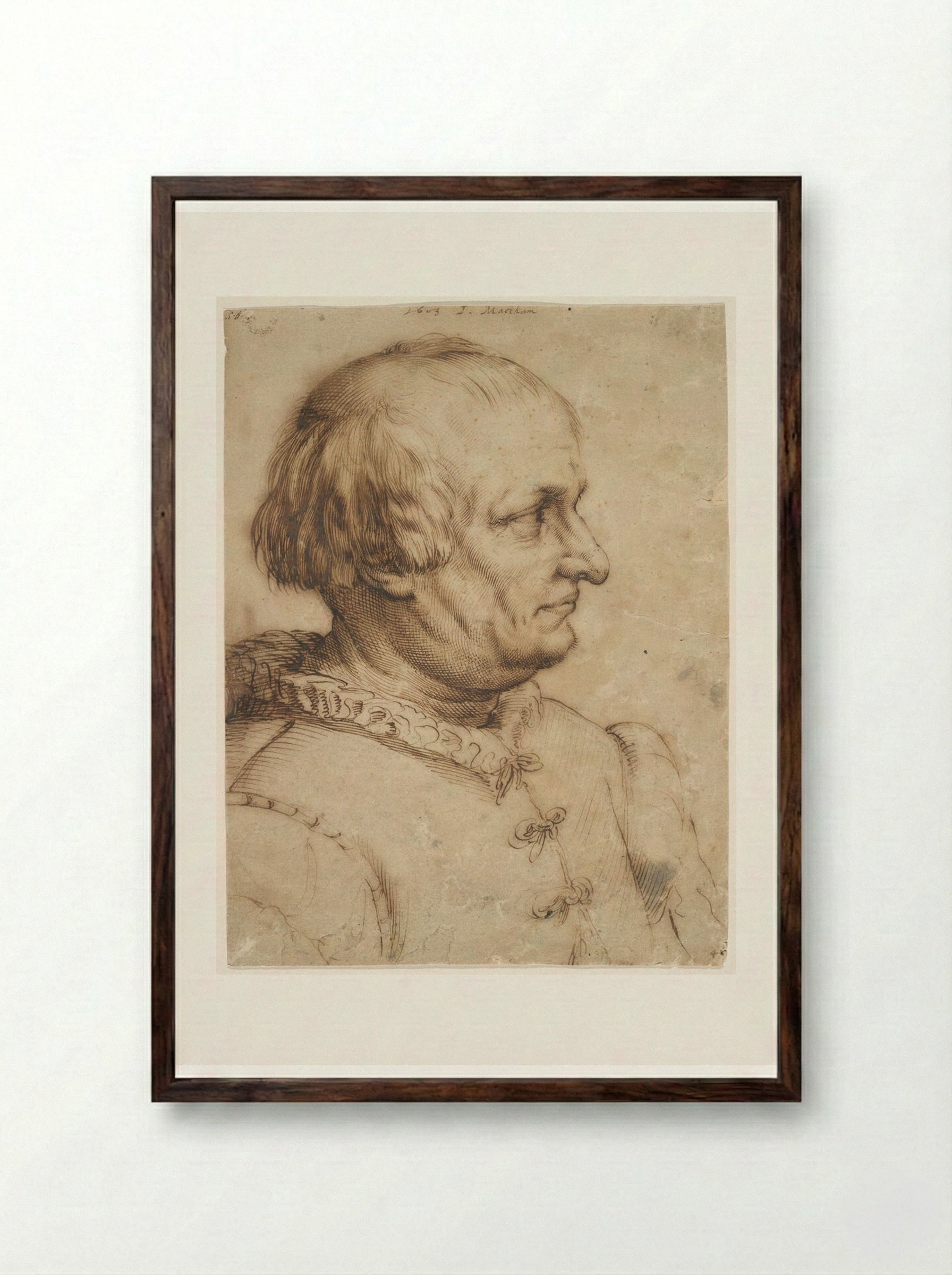 Portrait of a Man - Jacob Matham - Framed Print Dark Wood