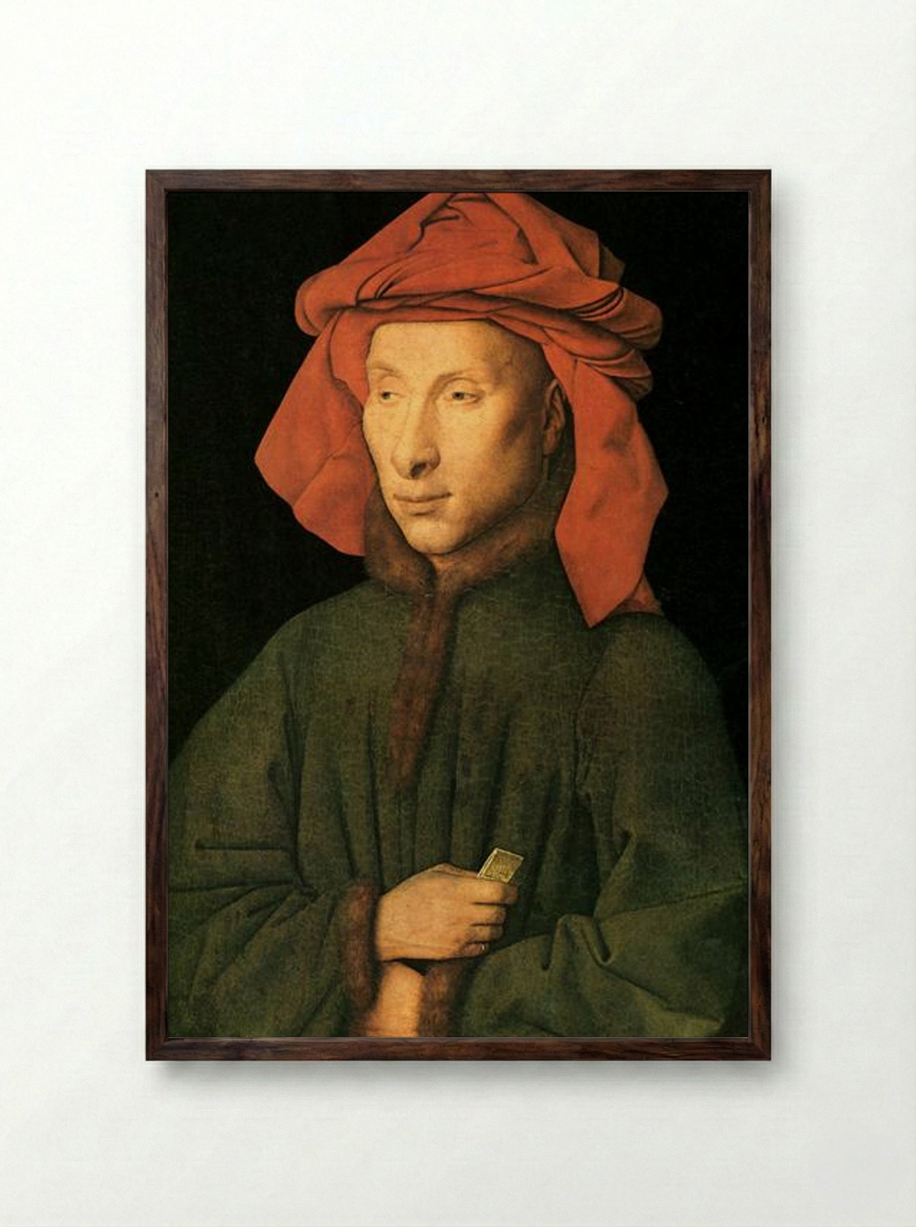 Portrait of a Man - Jan van Eyck - Framed Print Dark Wood