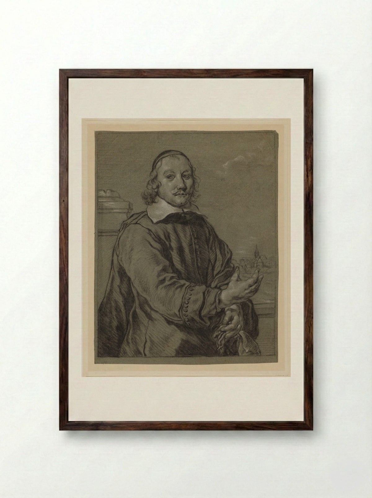 Portrait of a Man - Jan van Noordt - Framed Print Dark Wood