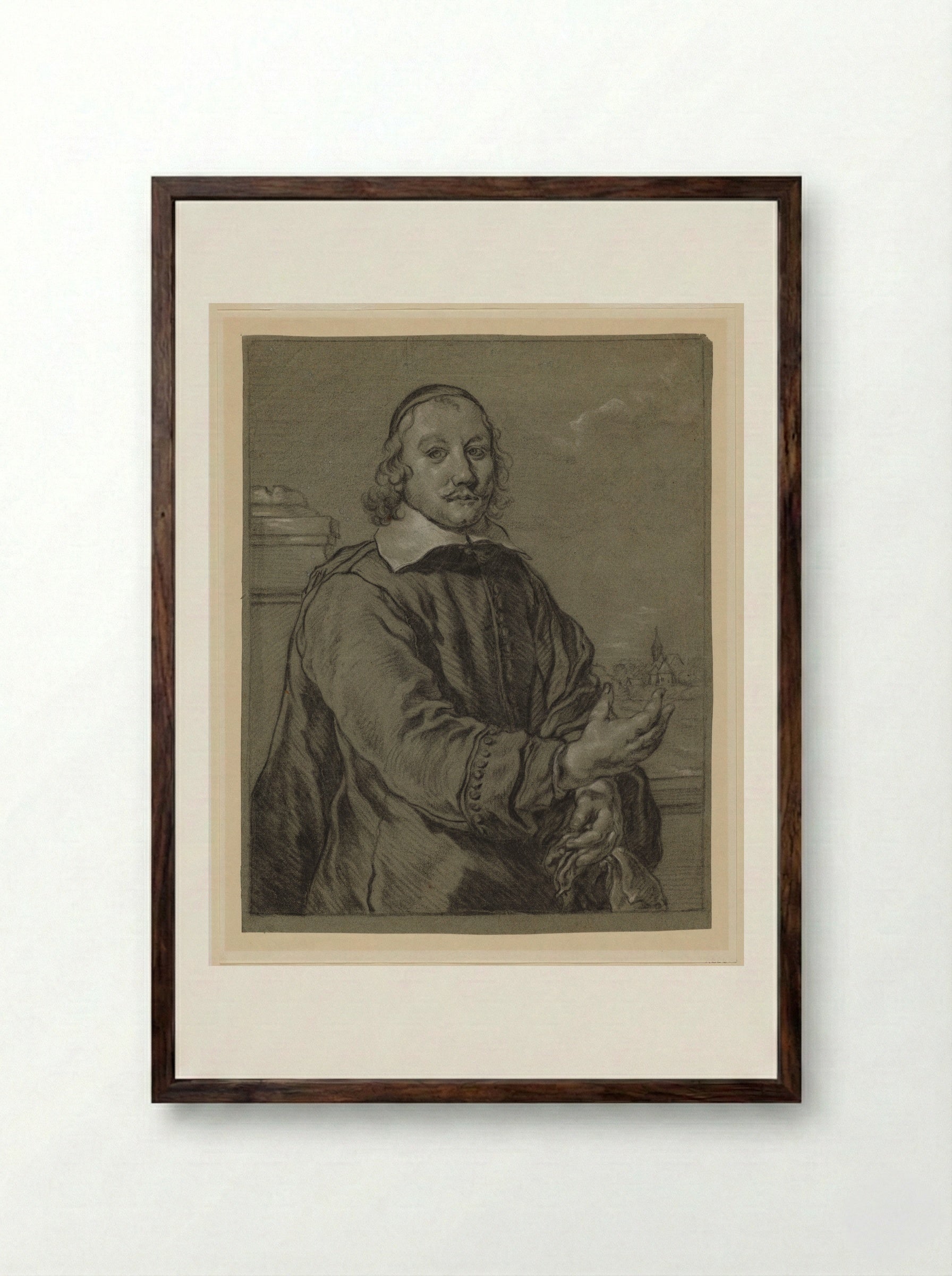Portrait of a Man - Jan van Noordt - Framed Print Dark Wood