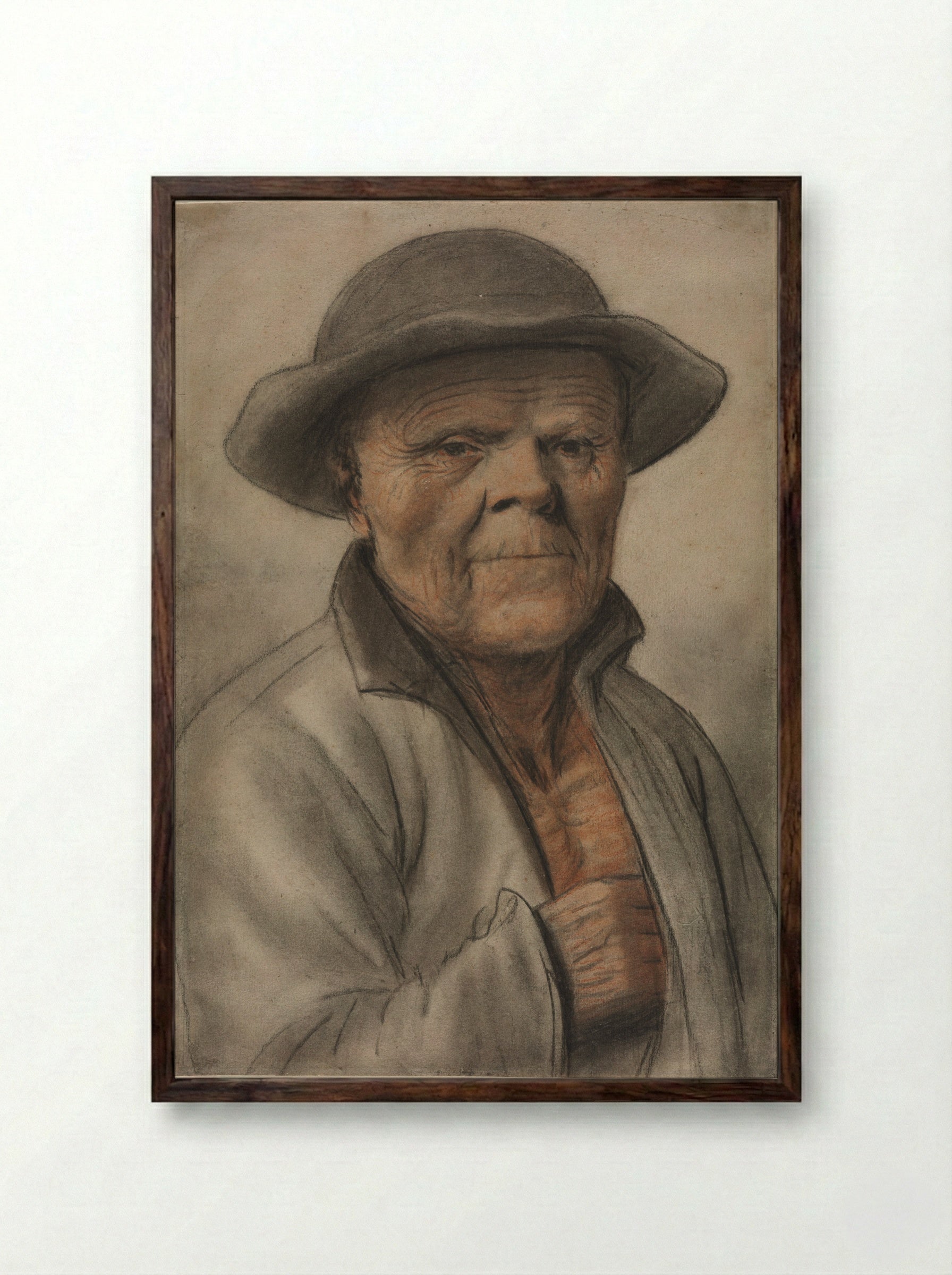 Portrait of a Man - Nicolas Lagneau - Framed Print Dark Wood