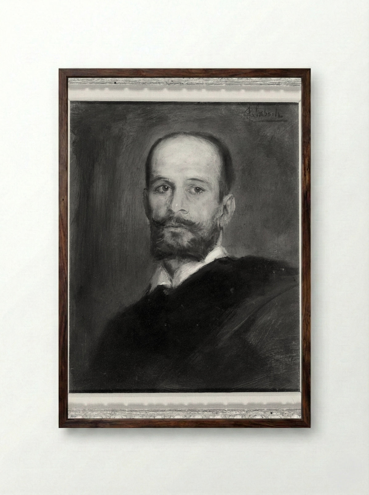 Portrait of a Man - Franz von Lenbach - Framed Print Dark Wood