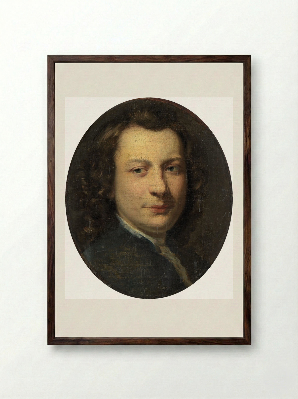 Portrait of a Man - Frans van der Mijn - Framed Print Dark Wood