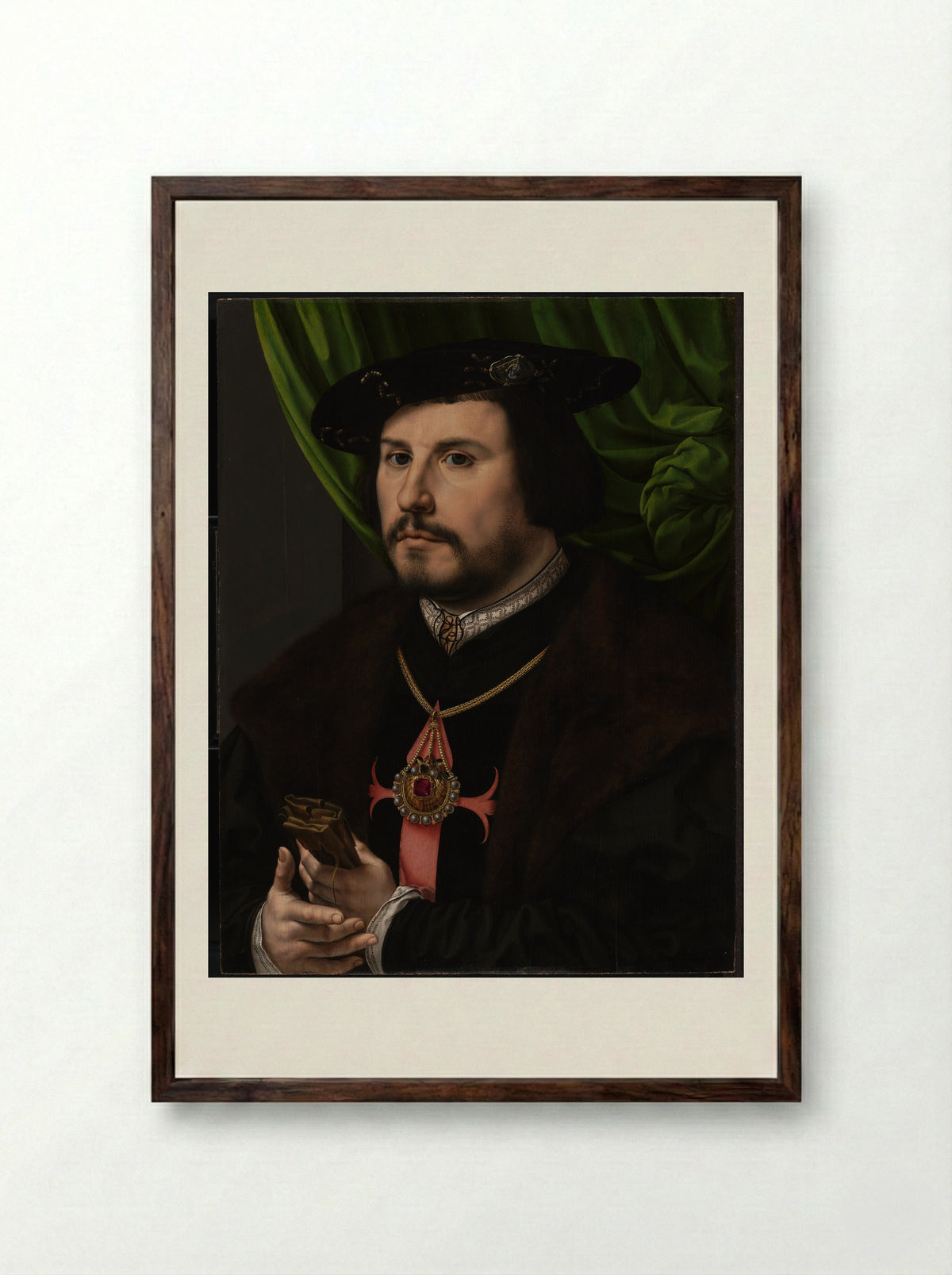Portrait of a Man - Jan Gossart - Framed Print Dark Wood