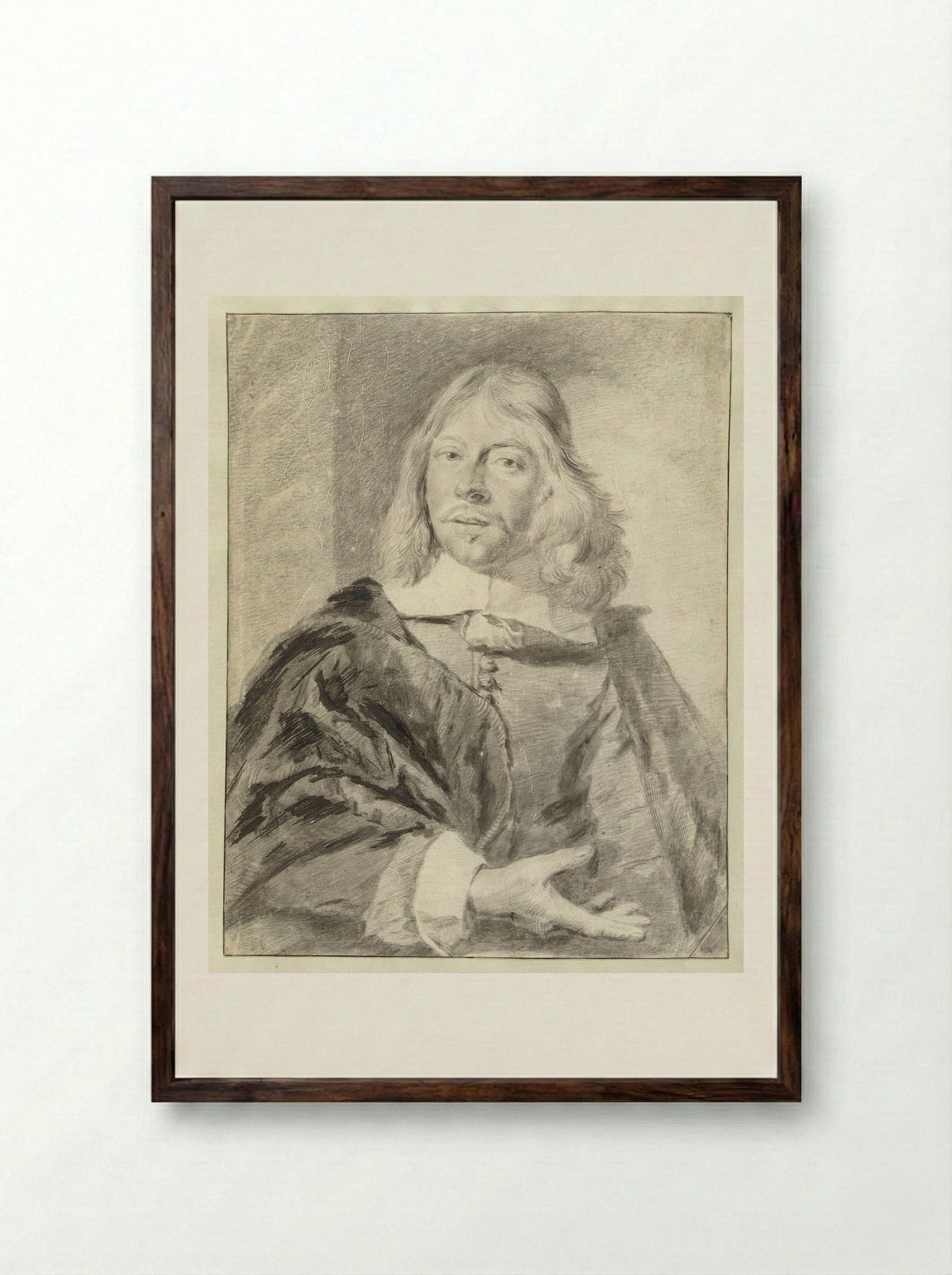 Portrait of a Man - Philips Wouwerman - Framed Print Dark Wood