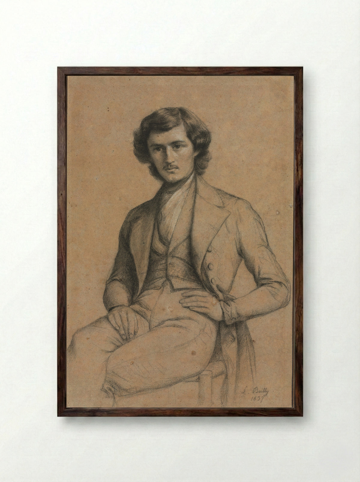 Portrait of a Man - Louis-Léopold Boilly - Framed Print Dark Wood