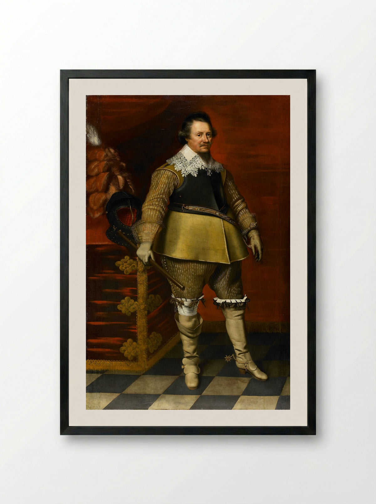 Portrait of a Military Officer - Wybrand de Geest - Framed Print Black