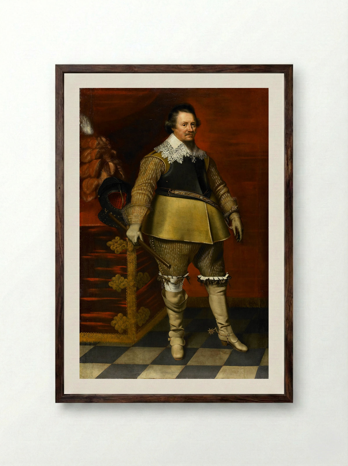 Portrait of a Military Officer - Wybrand de Geest - Framed Print Dark Wood