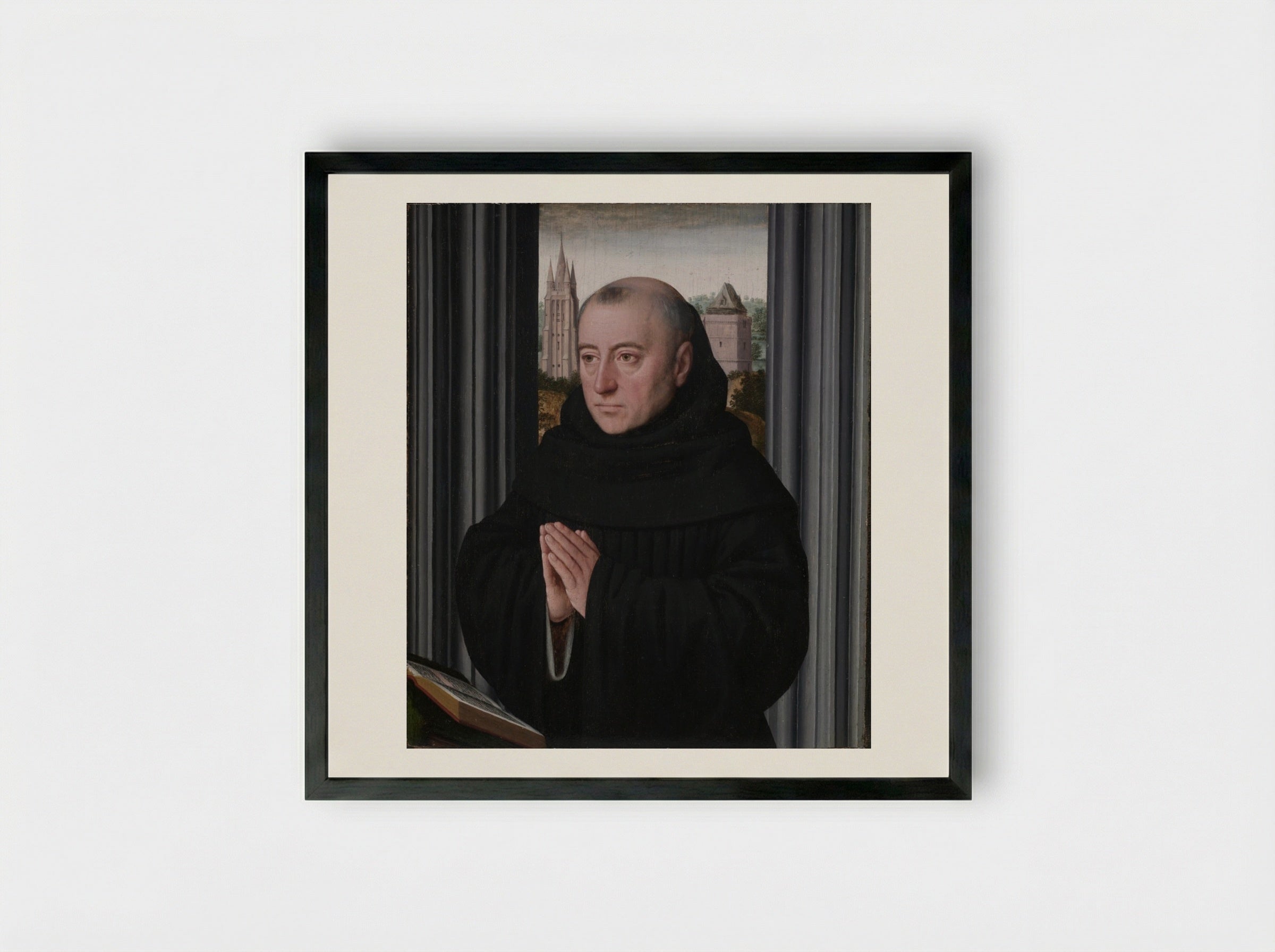 Portrait of a Monk - Gerard David - Framed Print Black