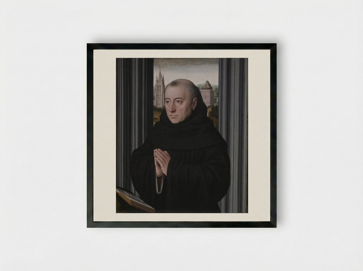 Portrait of a Monk - Gerard David - Framed Print Black