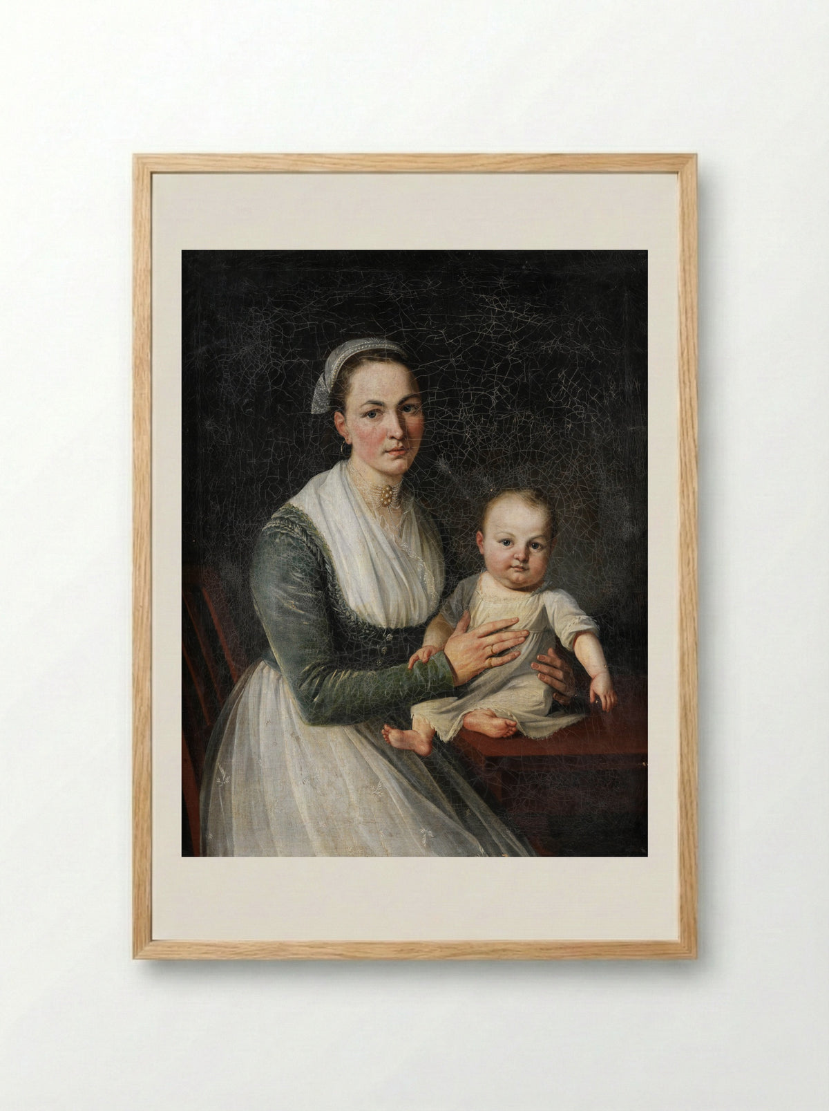 Portrait of a Mother and Child - Joseph Hauber - Framed Print Wood