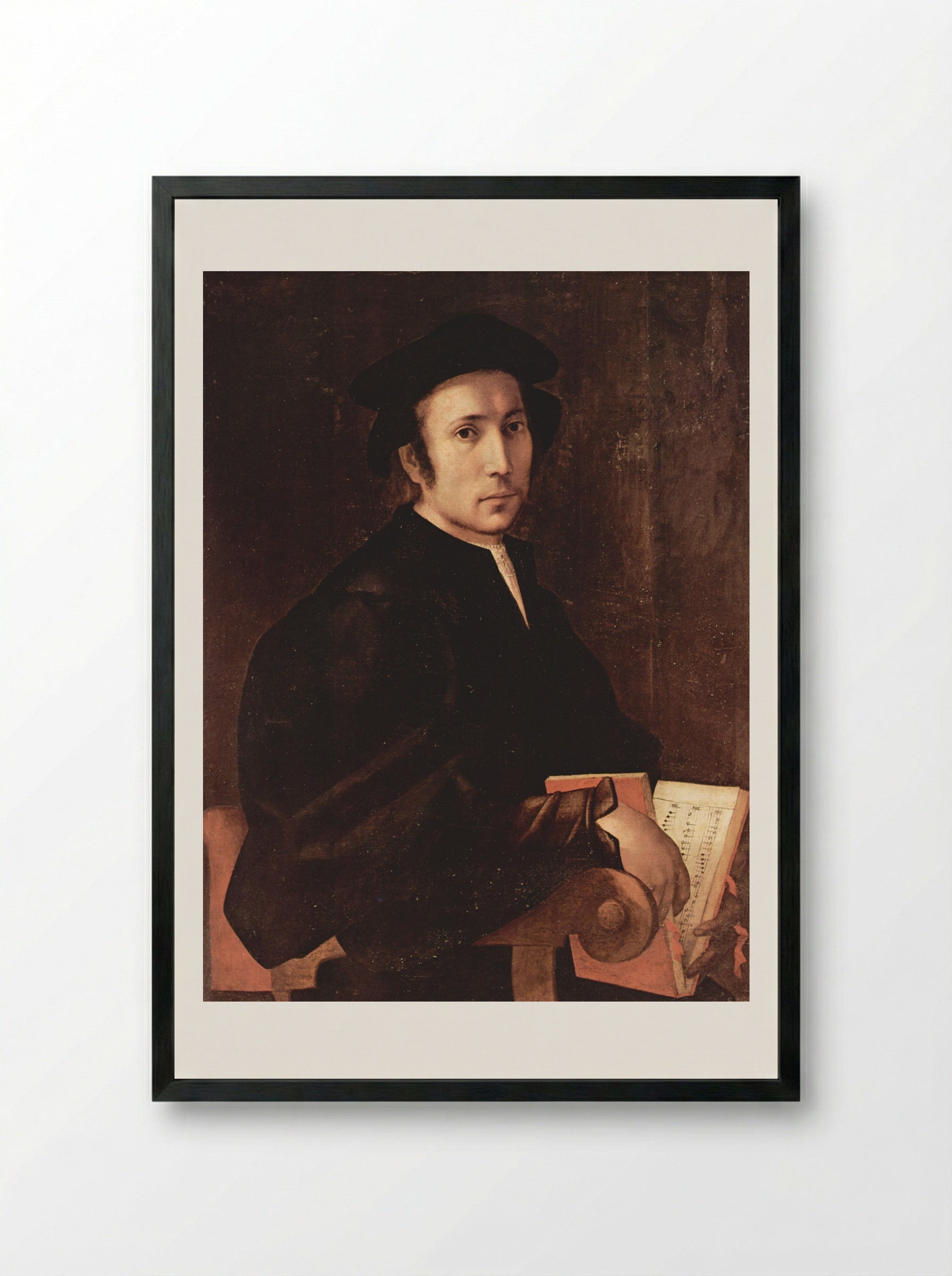 Portrait of a Musician - Jacopo Pontormo - Framed Print Black