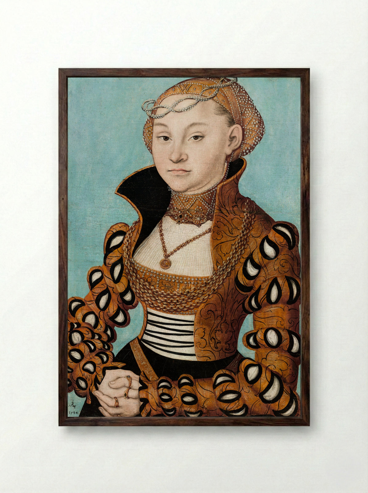 Portrait of a Noblewoman - Lucas Cranach the Elder - Framed Print Dark Wood