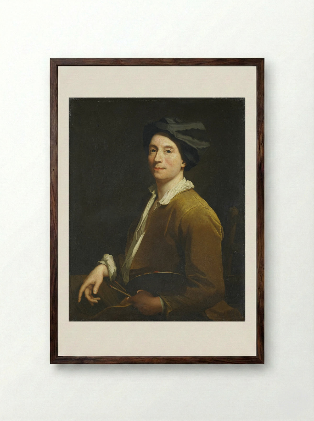 Portrait of a Painter, Possibly a Self-Portrait - Christoffel Lubienitzki - Framed Print Dark Wood
