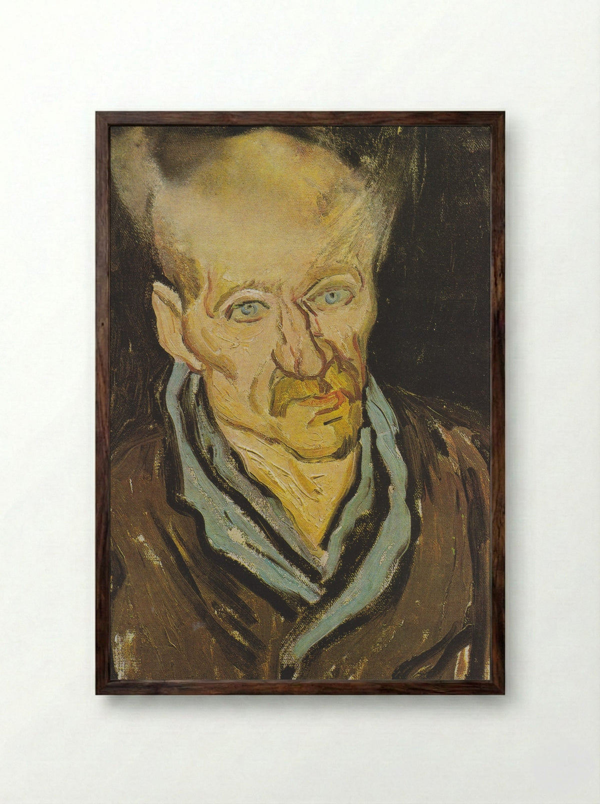 Portrait of a Patient in Saint-Paul Hospital - Vincent van Gogh - Framed Print Dark Wood