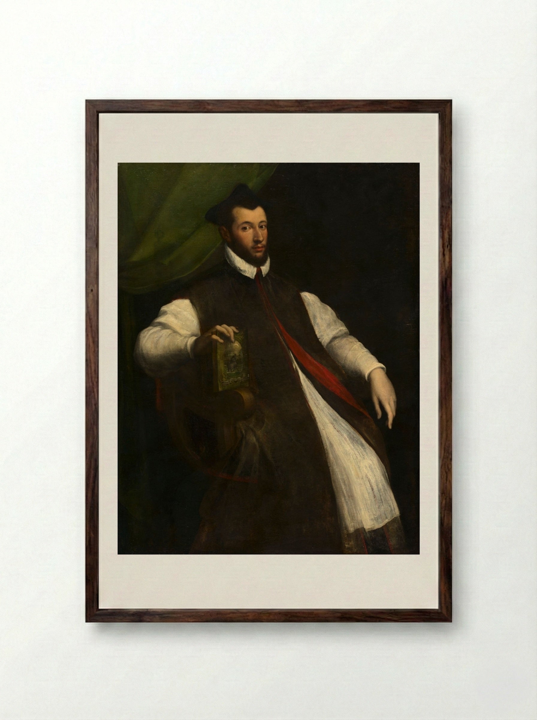 Portrait of a Prelate - Girolamo da Carpi - Framed Print Dark Wood