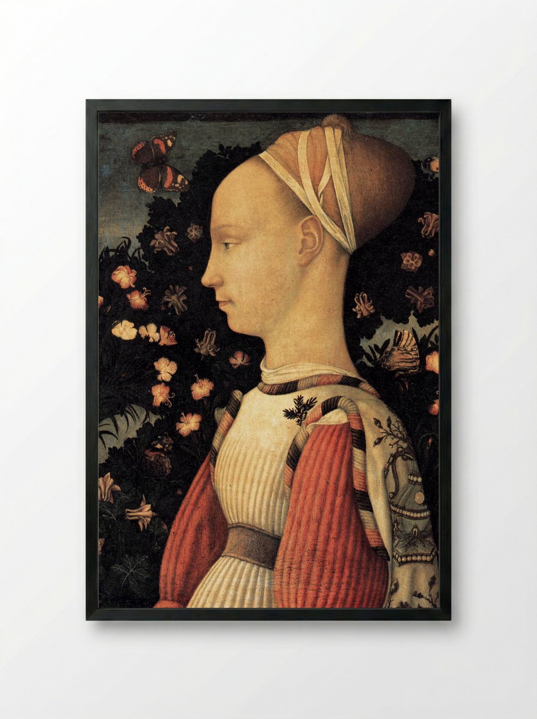 Portrait of a Princess of the House of Este - Pisanello - Framed Print Black