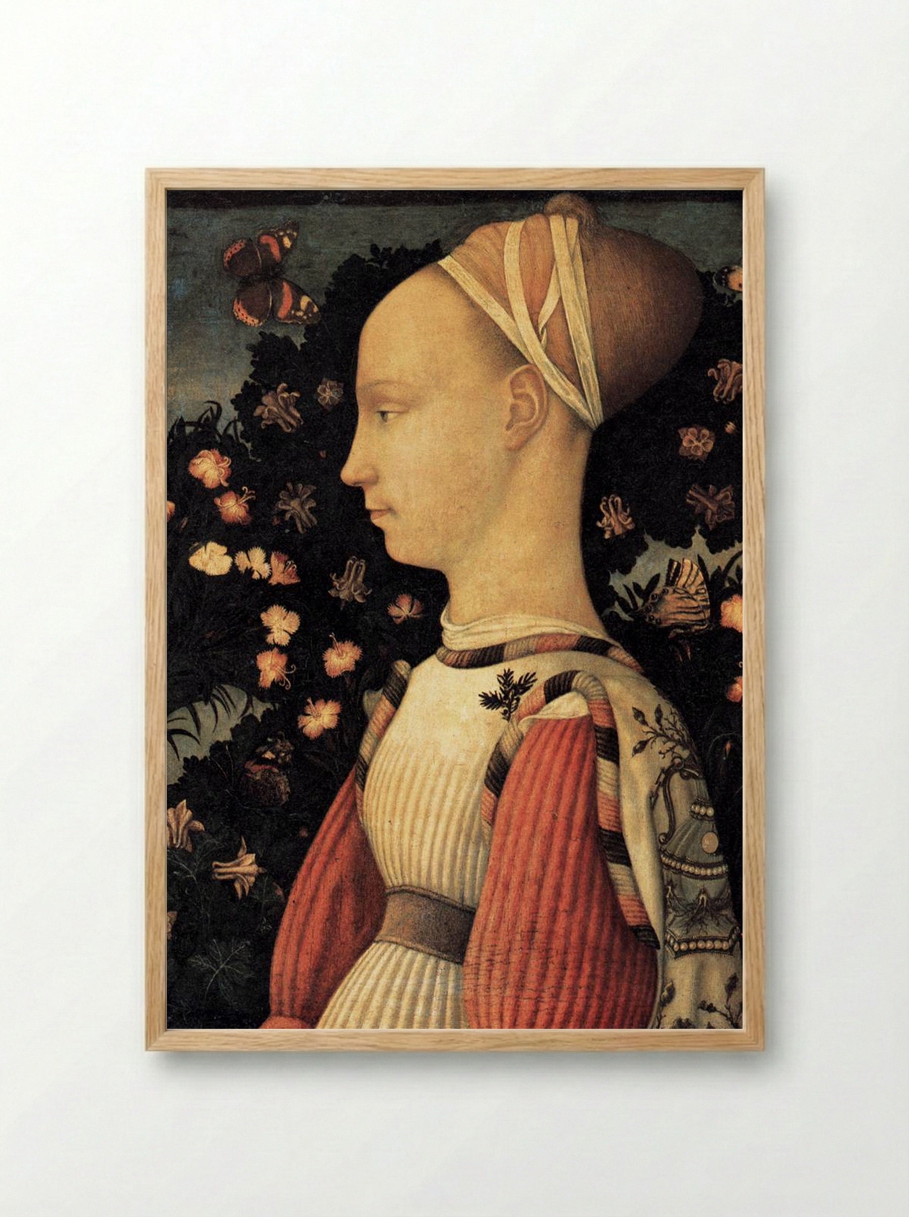 Portrait of a Princess of the House of Este - Pisanello - Framed Print Wood