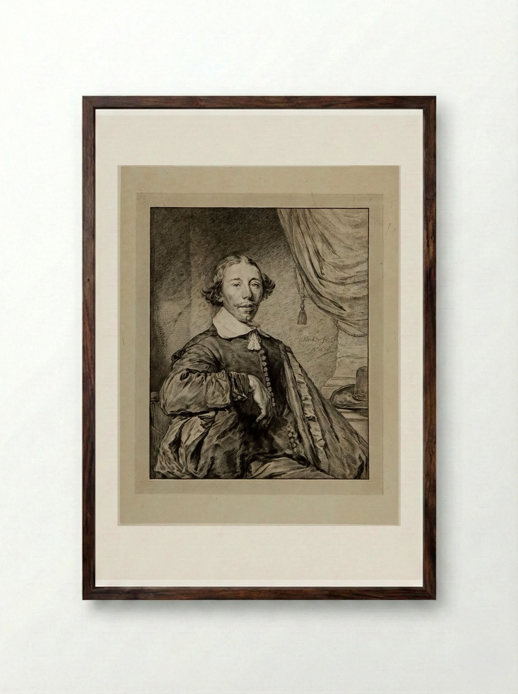 Portrait of a Seated Gentleman - Cornelis Ploos van Amstel - Framed Print Dark Wood