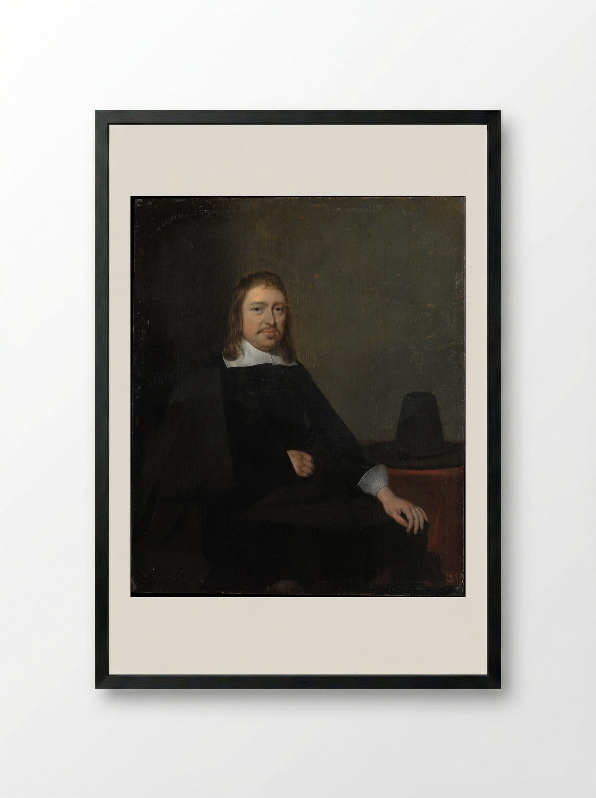 Portrait of a Seated Man - Gerard ter Borch the Younger - Framed Print Black