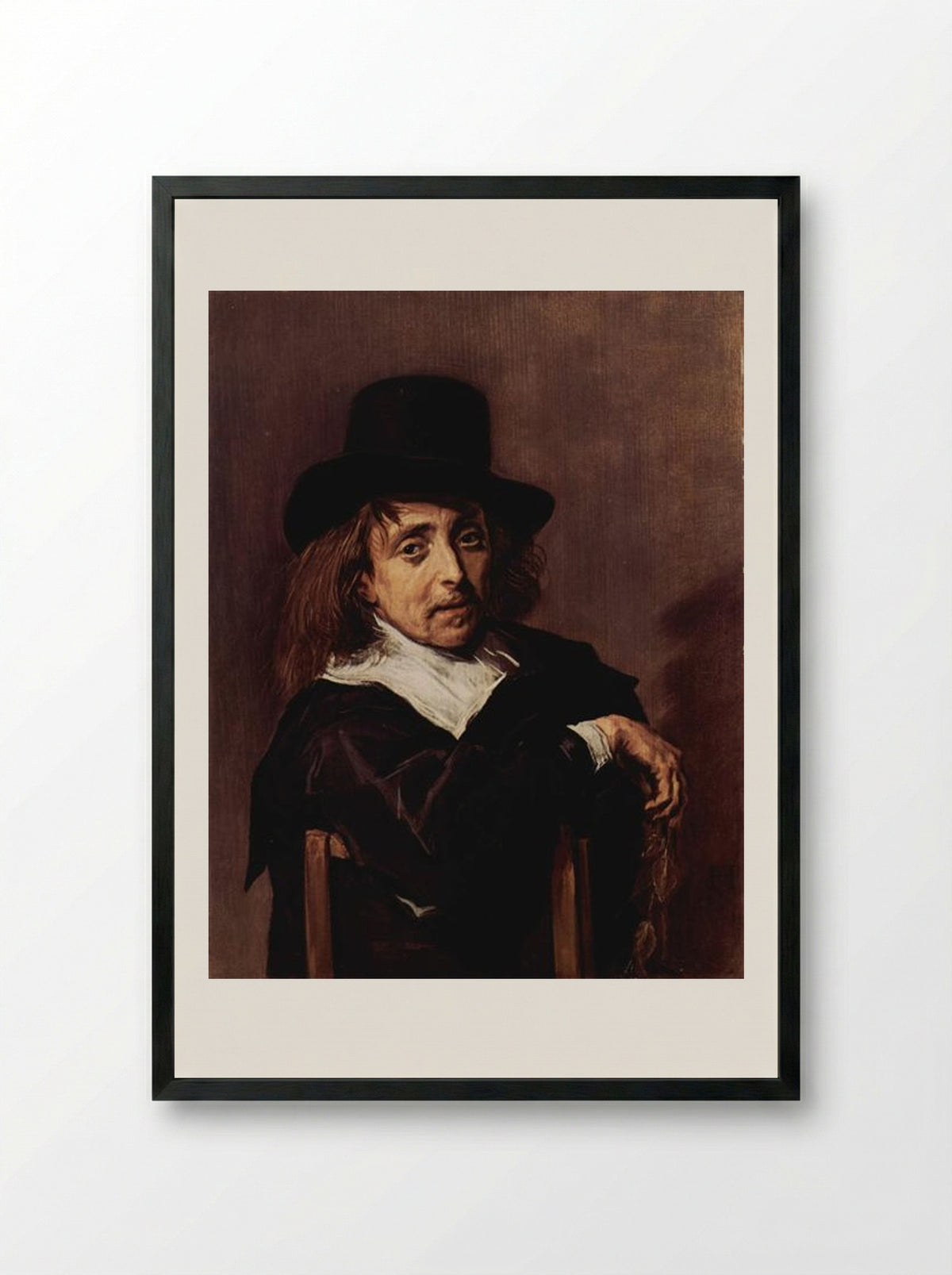 Portrait of a Seated Man - Frans Hals - Framed Print Black