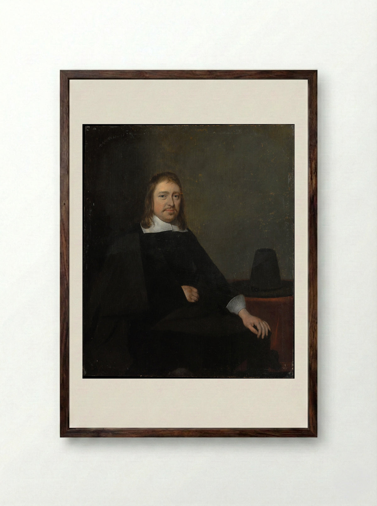 Portrait of a Seated Man - Gerard ter Borch the Younger - Framed Print Dark Wood