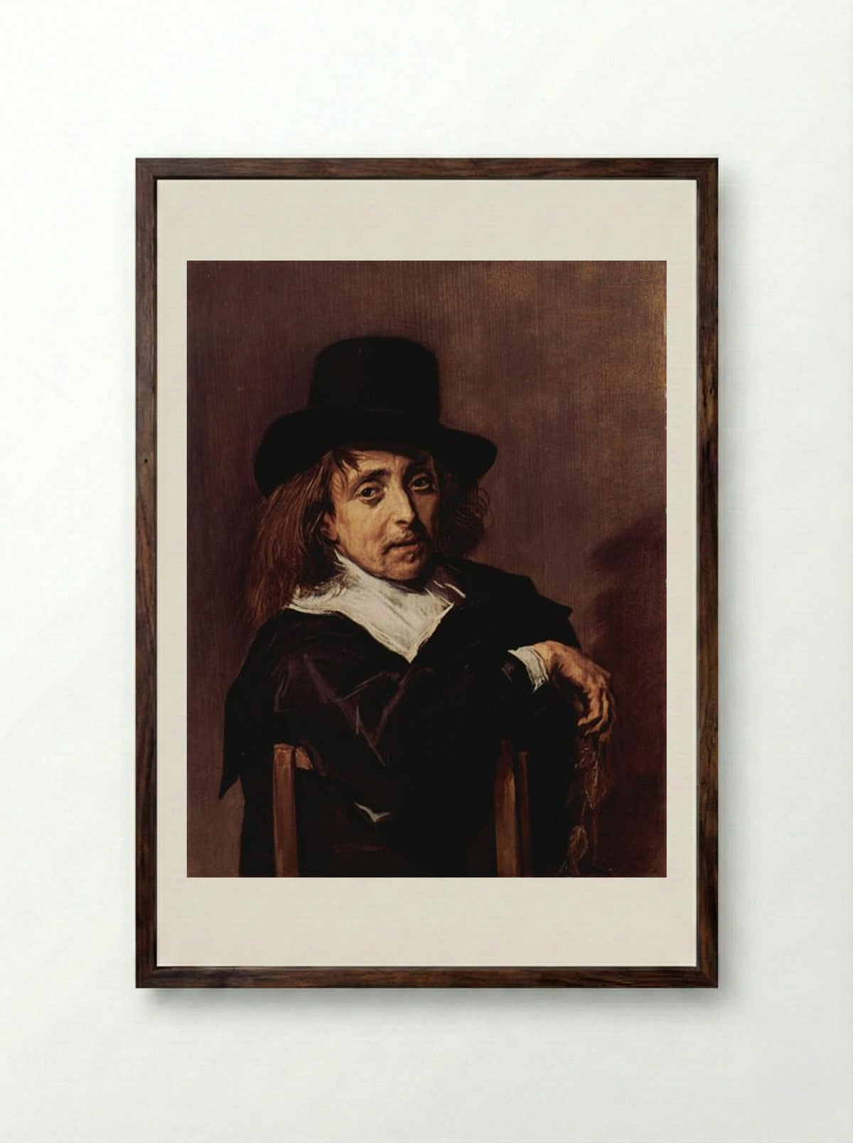 Portrait of a Seated Man - Frans Hals - Framed Print Dark Wood
