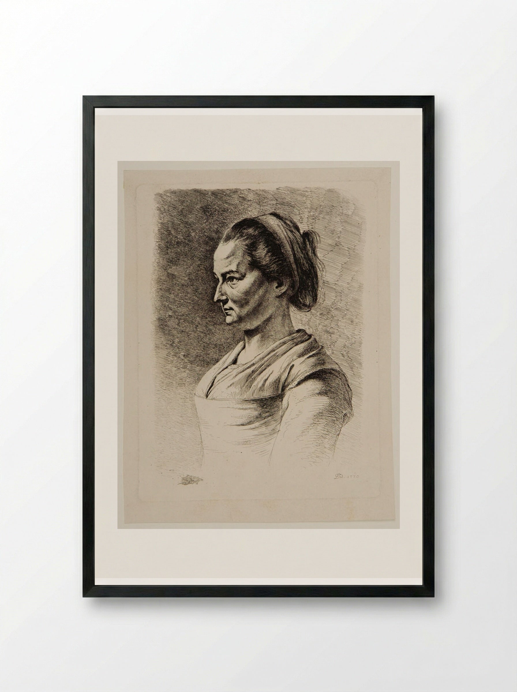 Portrait of a Servant Woman - Jean-Jacques de Boissieu - Framed Print Black
