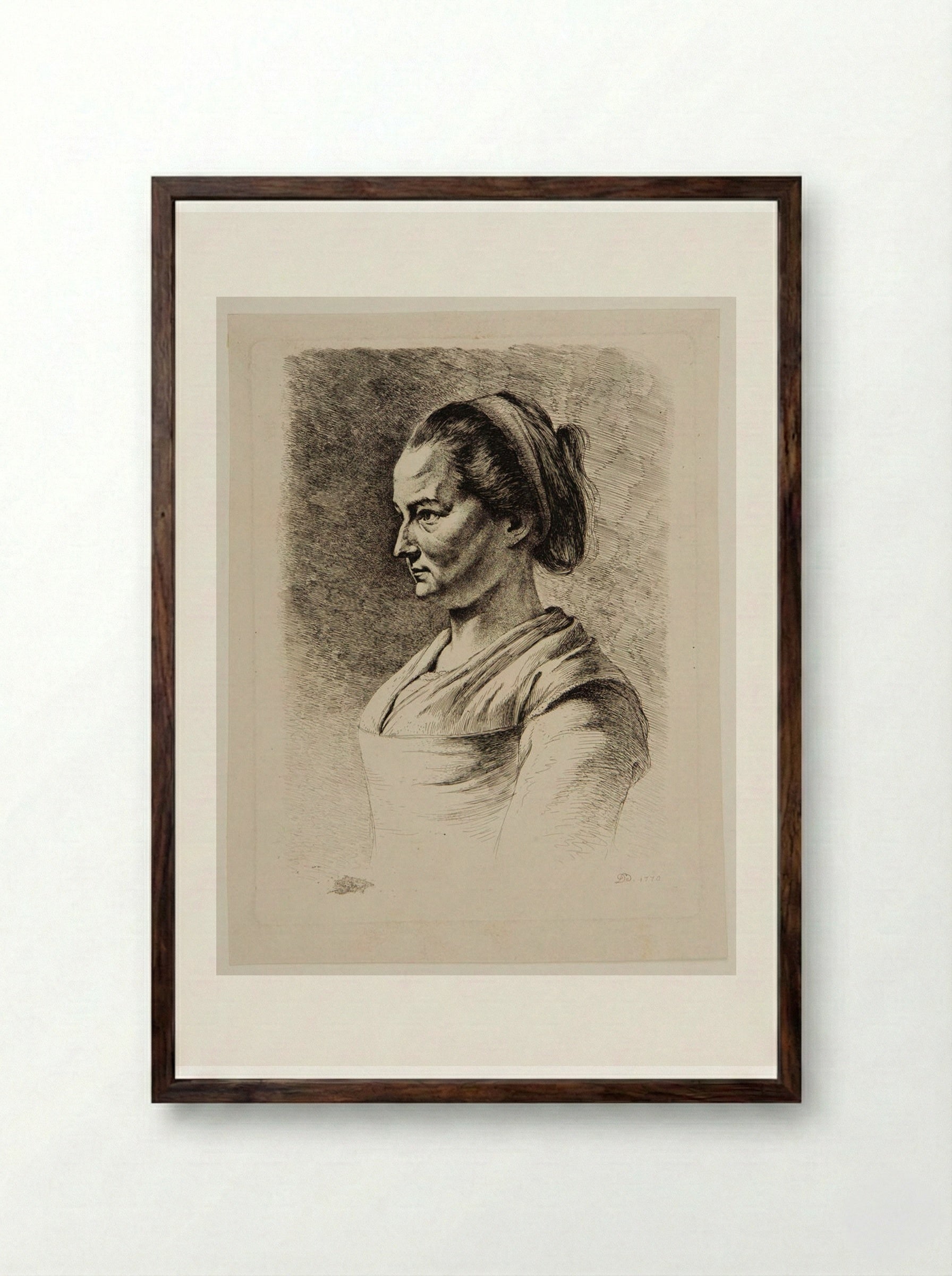 Portrait of a Servant Woman - Jean-Jacques de Boissieu - Framed Print Dark Wood