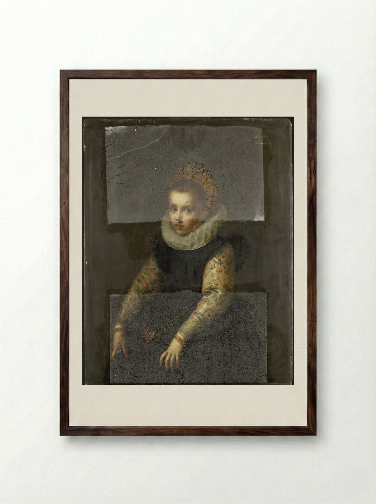 Portrait of a Sister of Catharina Fourmenois - Gortzius Geldorp - Framed Print Dark Wood